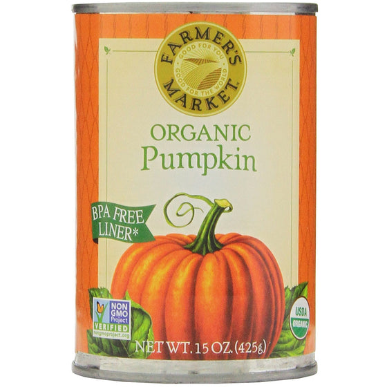 Farmers Market Organic Pumpkin, 15 Ounce (Pack of 12)