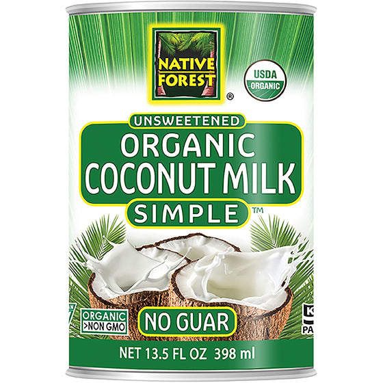 Native Forest Simple Organic Unsweetened Coconut Milk, 13.5 Ounce Cans (Pack of 12)