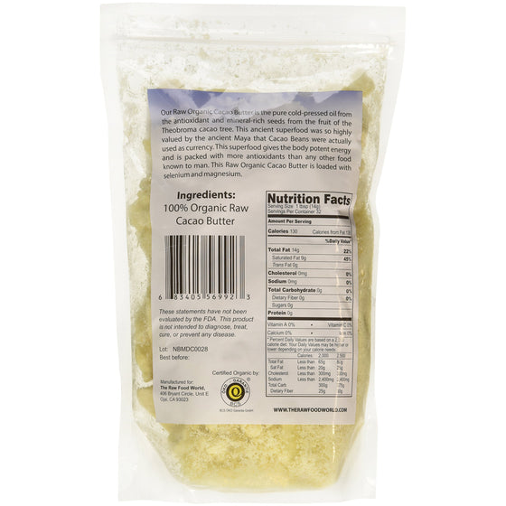 Raw Organic Cacao Butter, 16oz, The Raw Food World