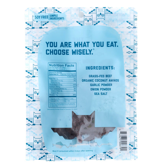 The New Primal Sea Salt Beef Thins - Whole30 Approved, Paleo, Gluten & Soy Free, Pack of 8