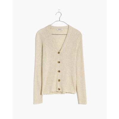 Pointelle Ribbed Cardigan Sweater