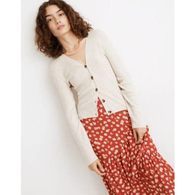 Pointelle Ribbed Cardigan Sweater