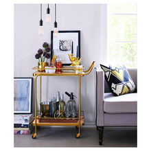  Threshold MetalWoodLeather Bar Cart Gold