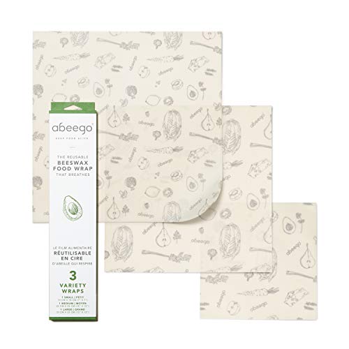 Abeego set of 3 original beeswax food storage wrap size 7, 10, 13 inch natural square sheets Danielle Walker