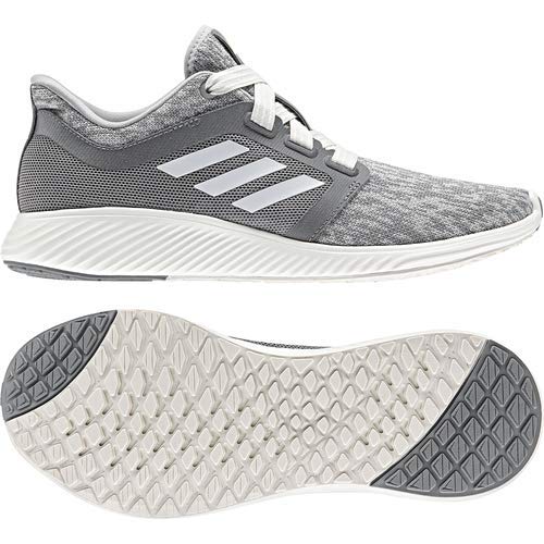 Adidas grey, cloud white, and silver metallic women's edge lux 3 running shoe product shot Danielle Walker