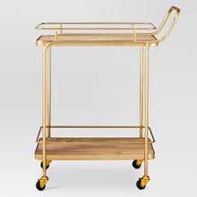  Threshold MetalWoodLeather Bar Cart Gold