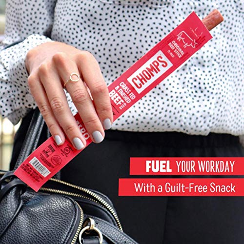 Chomps grass fed original beef jerky snack sticks - keto, paleo, whole 30 approved, non-GMO, gluten free, sugar free, high protein, 90 calorie snacks - 1.15 oz. meat stick - guilt free snack Danielle Walker