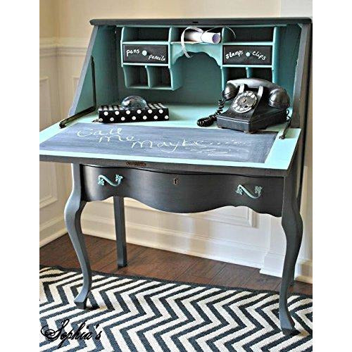 Con-Tact brand adhesive removable chalkboard liner on a desk Danielle Walker