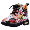 Dadawen waterproof side zipper lace up ankle boots for toddlers, littles kids, and big kids in white with flowers US size 9.5 M toddler shoe Danielle Walker