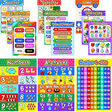  Educational preschool 12 piece poster set for toddlers and kids with glue point dots teach numbers, letters, colors, days, and more Danielle Walker