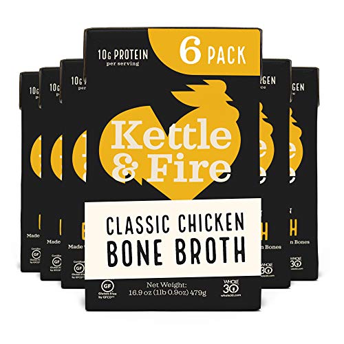 Kettle and Fire 6 pack of chicken bone broth soup - keto diet, paleo friendly, whole 30 approved, gluten free, with collagen, 10g of protein Danielle Walker
