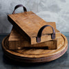 Rustic Rectangular Tray with Leather Handles
